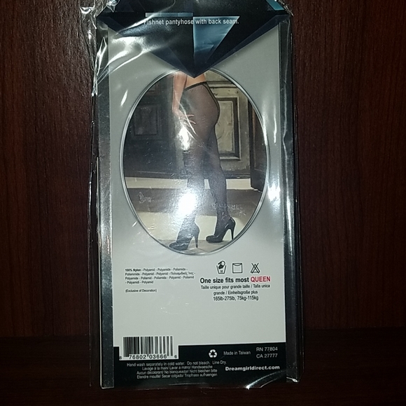 Fishnet pantyhose with back seam. - Picture 1 of 2